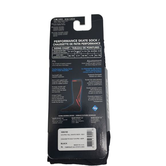 Bauer S19 Pro Performance Tall Skate Socks Size X/L XL/TG SR 10.5-13 Ice Hockey - Picture 3 of 6